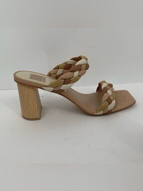 Dolce Vita Paily slide sandals braided double strap shoe mule heel tan gold 10